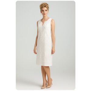 talbots white dress Eyelet Shift Womens Size 14 Sleeveless Lace Trim NWT A polished must White Talbots Summer Dress for